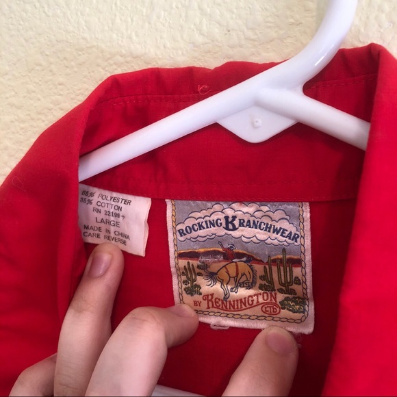 Vintage Red embroidered western shirt - Picture 3 of 4